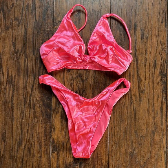 ASOS Mirror Shine Pink Bikini - Picture 3 of 10